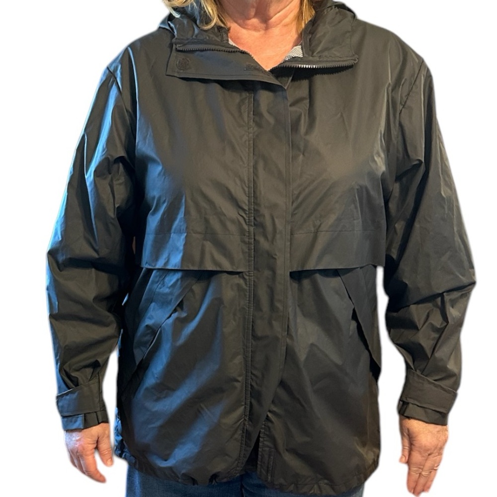Lands End Womens Gray Zip Windbreaker - Size XL
